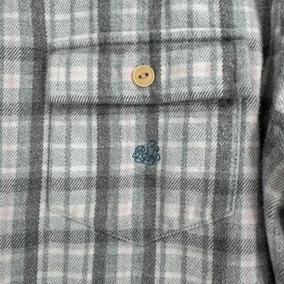 Lauren Ralph Lauren 1/2 Zip Flannel Pullover Womens Large White Gray Pink Stripe - Picture 3 of 8